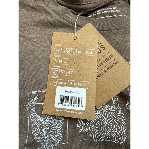 Cognitive Surplus Brown Great Beards of Science T-Shirt NEW Men’s L STEM geek - Picture 9 of 9